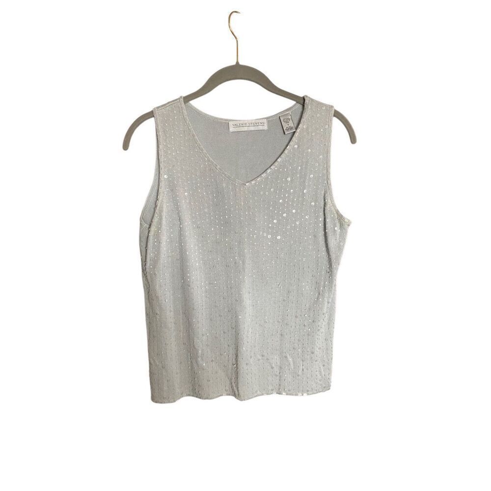 Valerie Stevens women’s Beaded Sequin gray sleeveless top size small